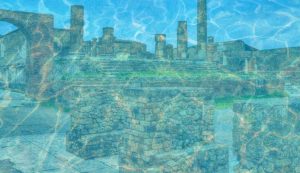 Illustrazione di una Pompei sotto l'acqua (Canva FOTO) - marinecue.it