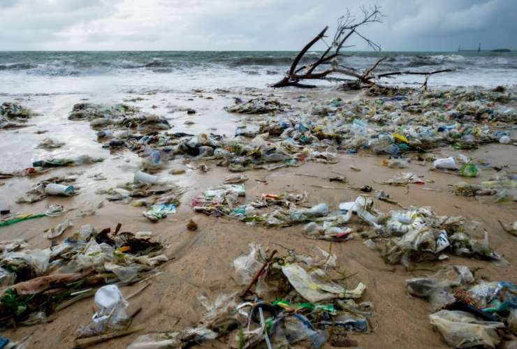 Una spiaggia inquinata con pezzi di plastica (Canva FOTO) - marinecue.it