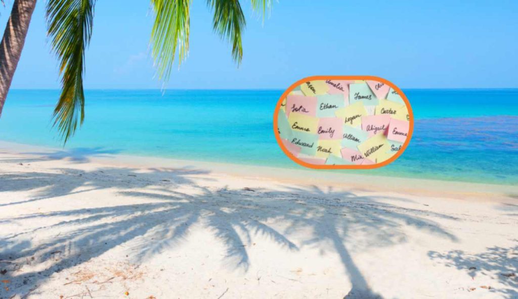 Illustrazione di una spiaggia con alcuni nomi (Canva FOTO) - marinecue.it