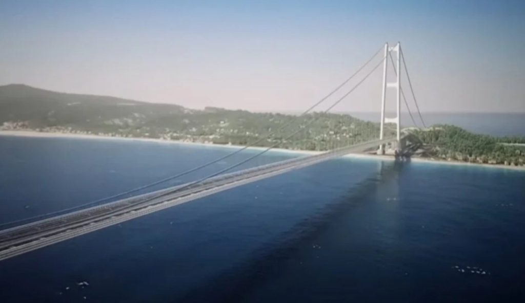 Ponte sullo Stretto ricostruzione (screenshot Geopop - YouTube) - www.marinecue.it