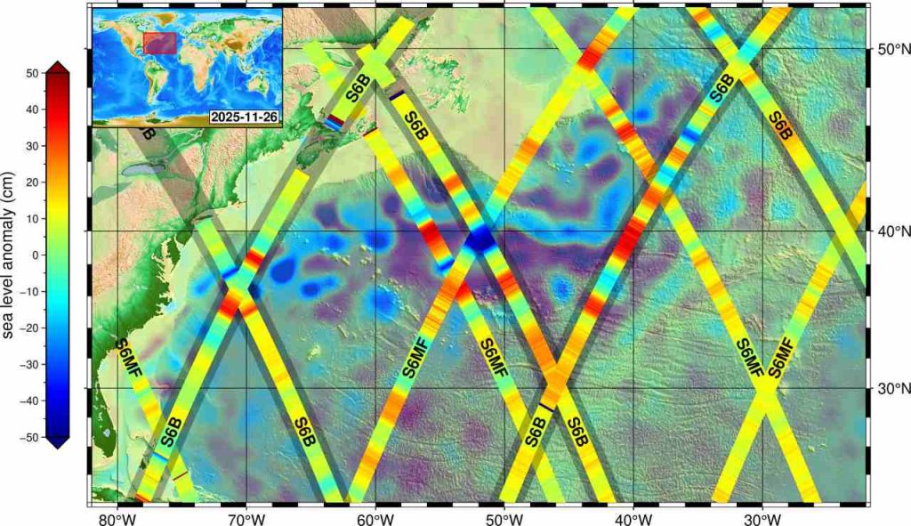 La Corrente del Golfo nella prima immagine di Sentinel-6B